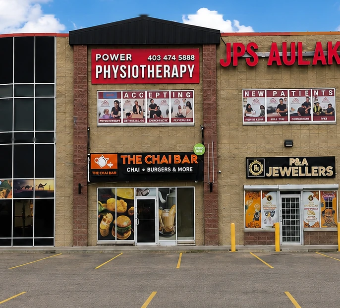 Power Physiotherapy & Massage exterior above The Chai Bar, Westwinds, NE Calgary